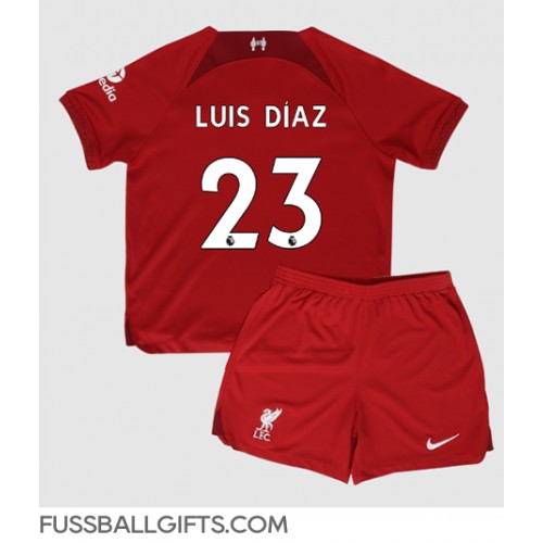 Liverpool Luis Diaz #23 Fußballbekleidung Heimtrikot Kinder 2022-23 Kurzarm (+ kurze hosen)